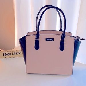 Kate Spade Medium Satchel, with shoulder strap, blush pink and black